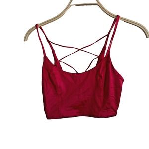 Victoria's Secret Sports Bra Minimum Support Wicking Wireless Medium Red Satin